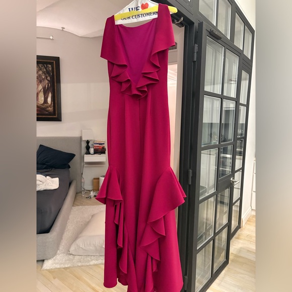 Theia Raspberry ruffle gown size 2/4 - Picture 4 of 6